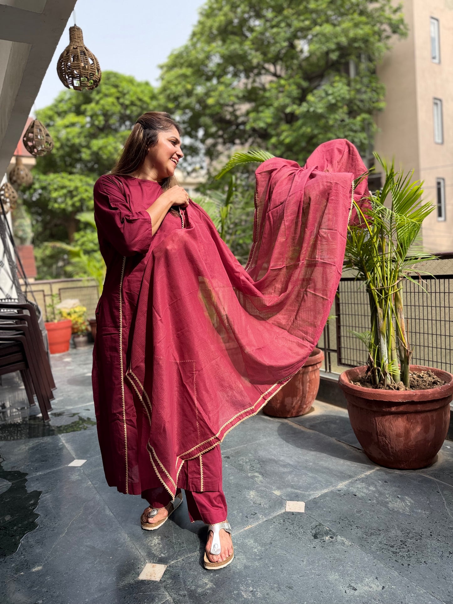 Deep Marsala - Meher Dupatta